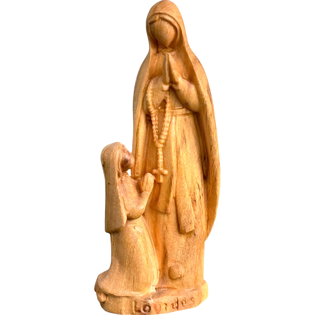 Statue Notre-Dame de Lourdes et Sainte Bernadette en bois sculpté