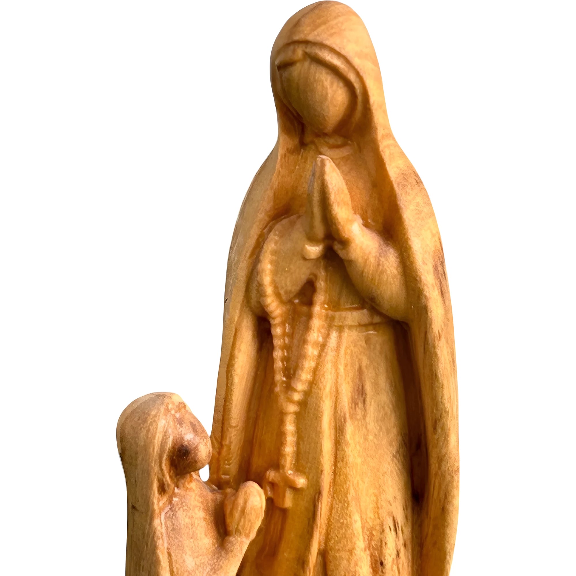Our Lady of Lourdes and Saint Bernadette Carved Wood Statue