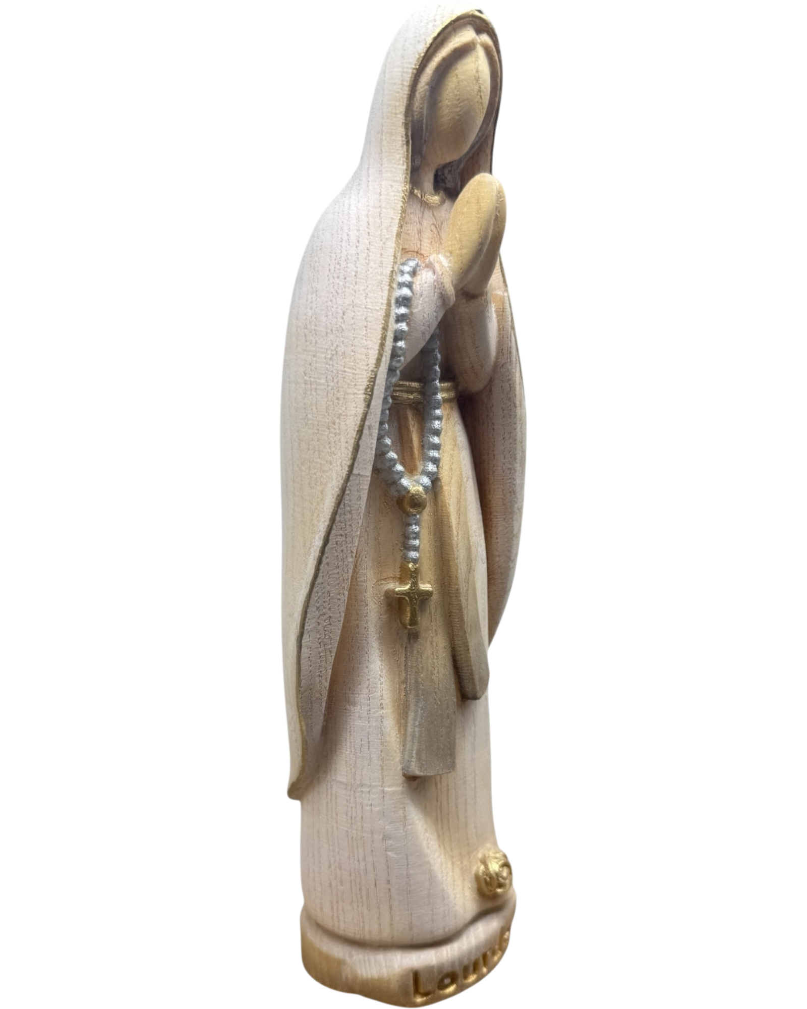 Hand-Carved Wooden Statue of Our Lady of Lourdes Val Gardena