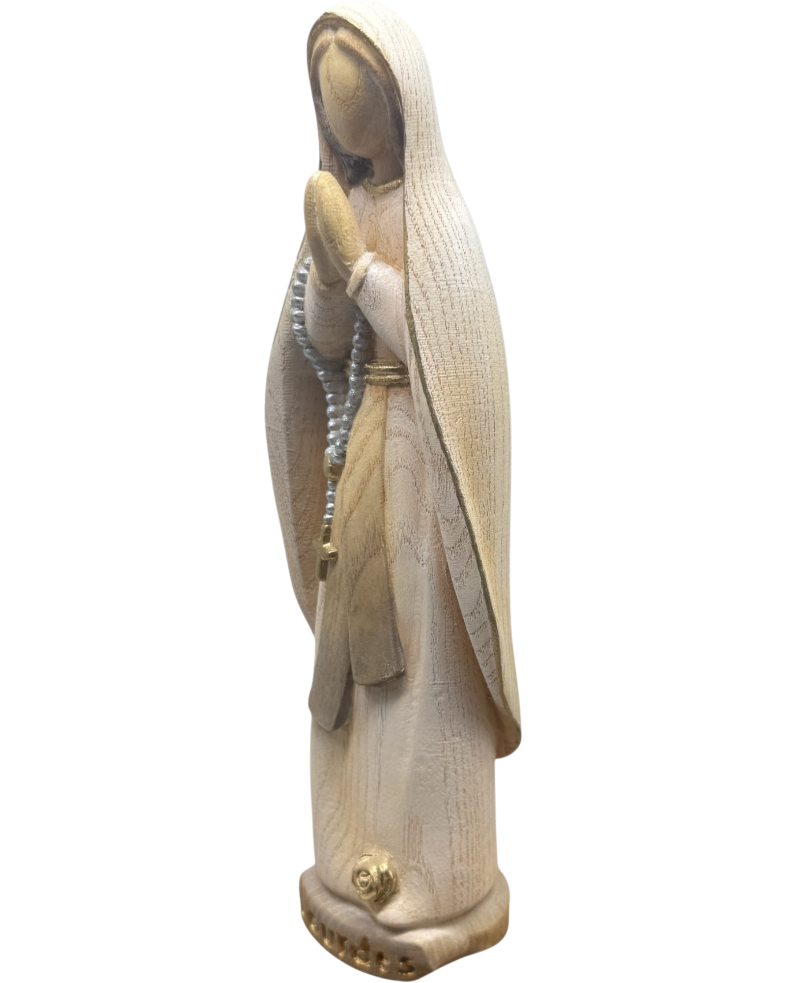 Hand-Carved Wooden Statue of Our Lady of Lourdes Val Gardena