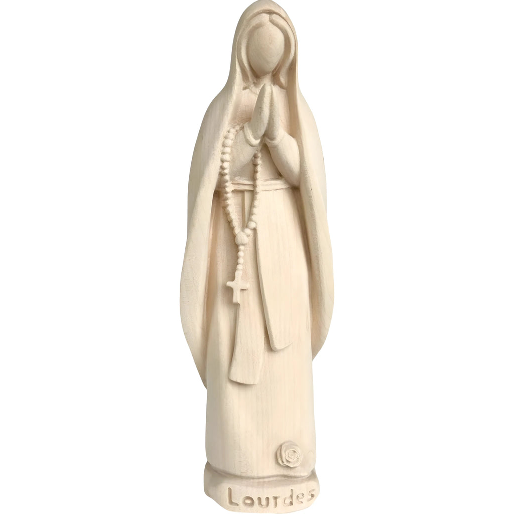Hand-Carved Wooden Statue of Our Lady of Lourdes Val Gardena