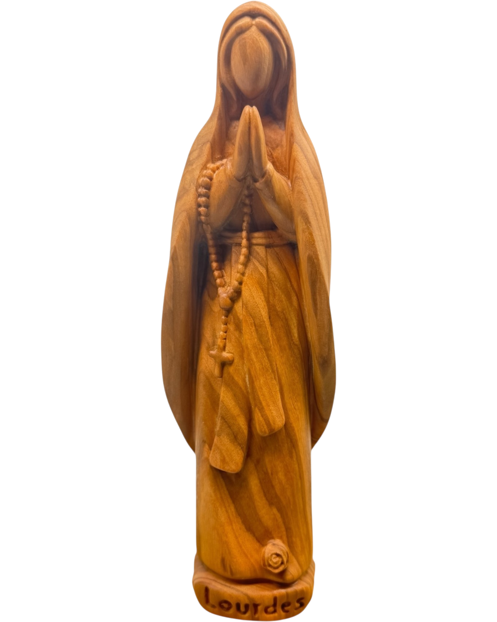 Hand-Carved Wooden Statue of Our Lady of Lourdes Val Gardena