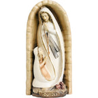 Statue Notre-Dame de Lourdes dans la Grotte avec Sainte Bernadette | Sculpture en Bois Val Gardena