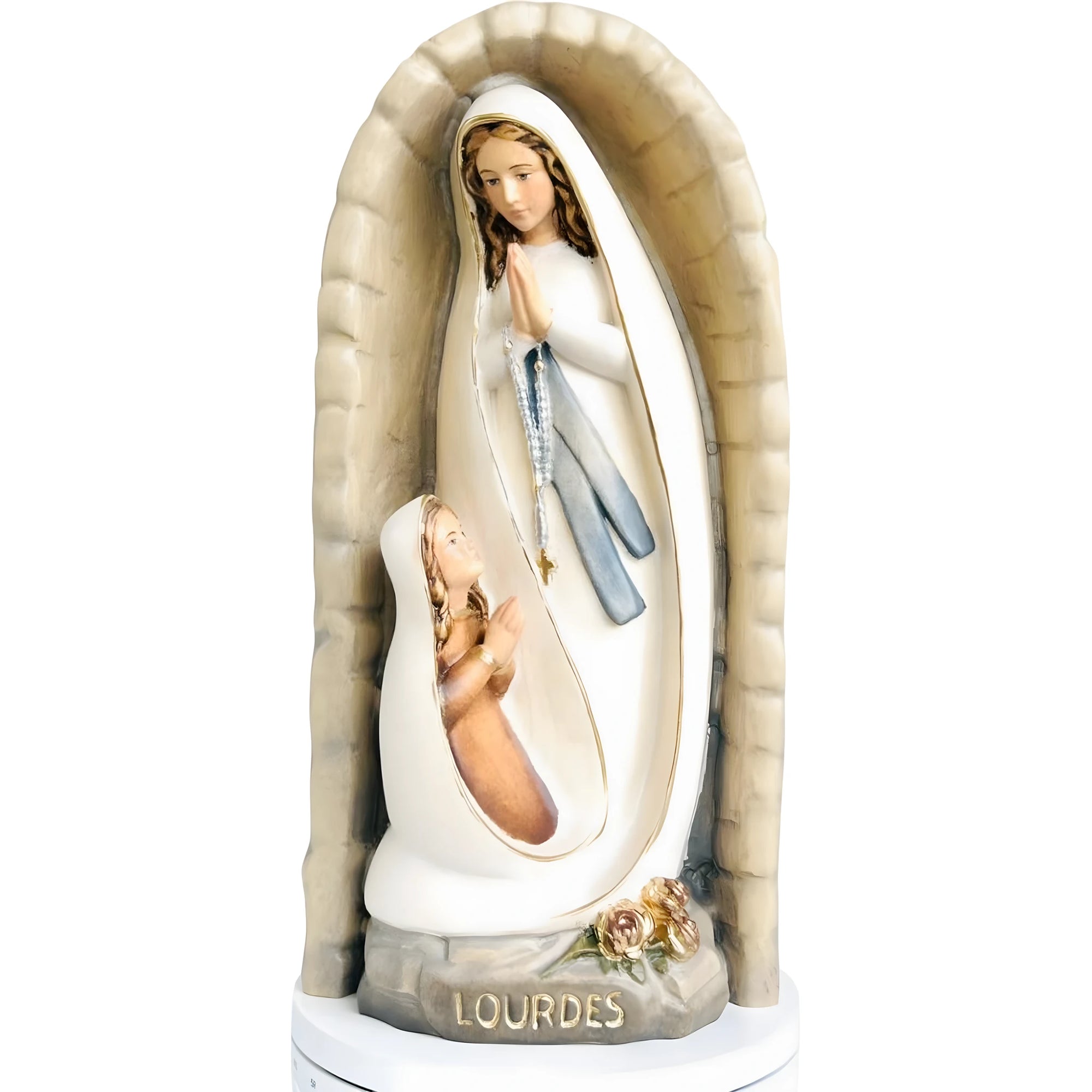 Figura Matki Bożej z Lourdes w Grocie ze Świętą Bernadetą | Rzeźba z Drewna Val Gardena