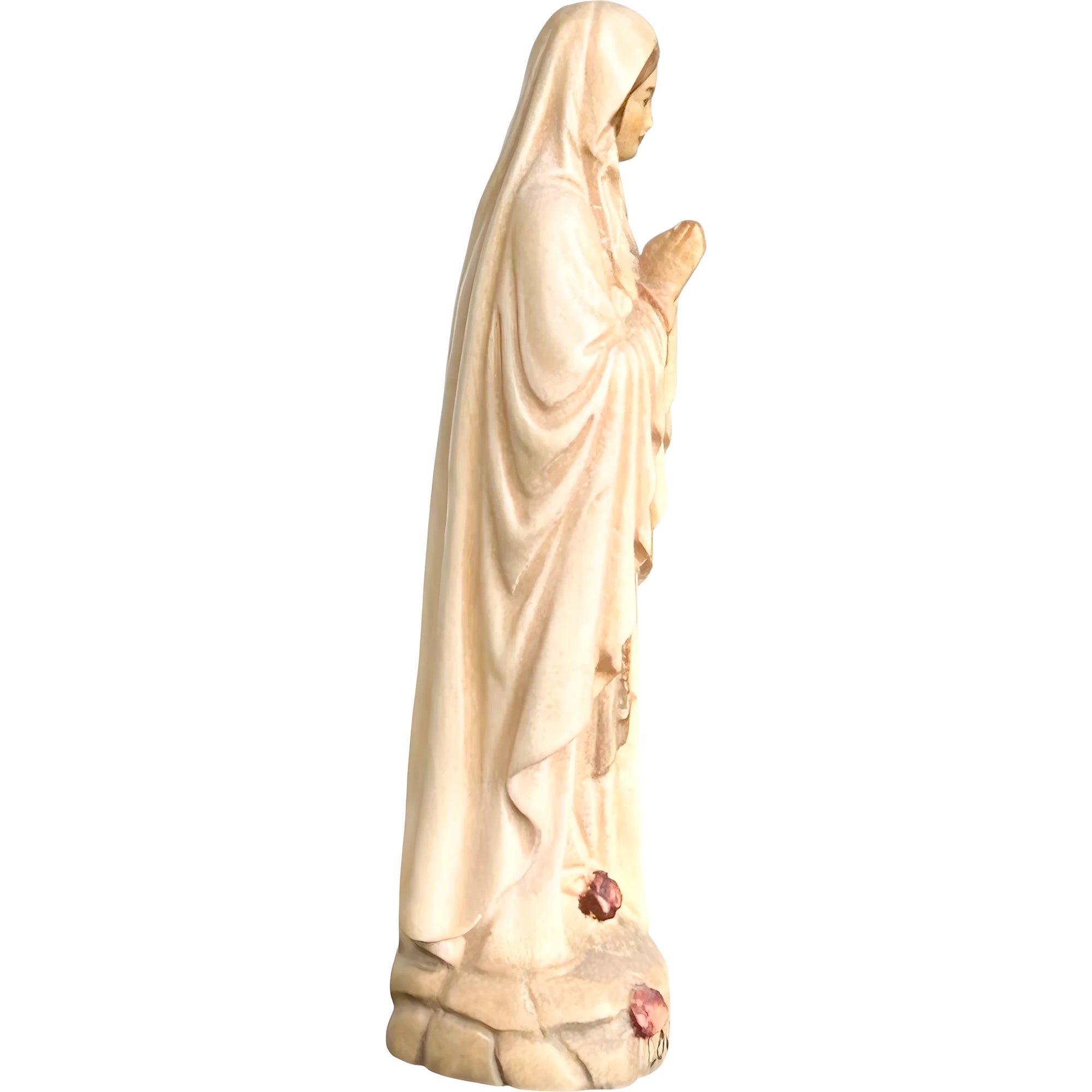 Hand-carved Lourdes Madonna statue in maple and linden wood