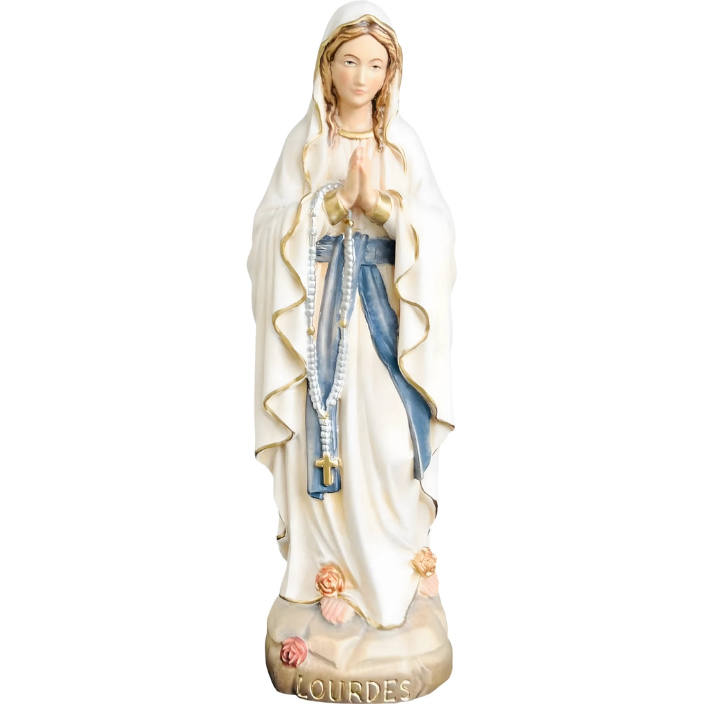 Rzeźbiona ręcznie statua Matki Boskiej z Lourdes z drewna klonowego i lipowego