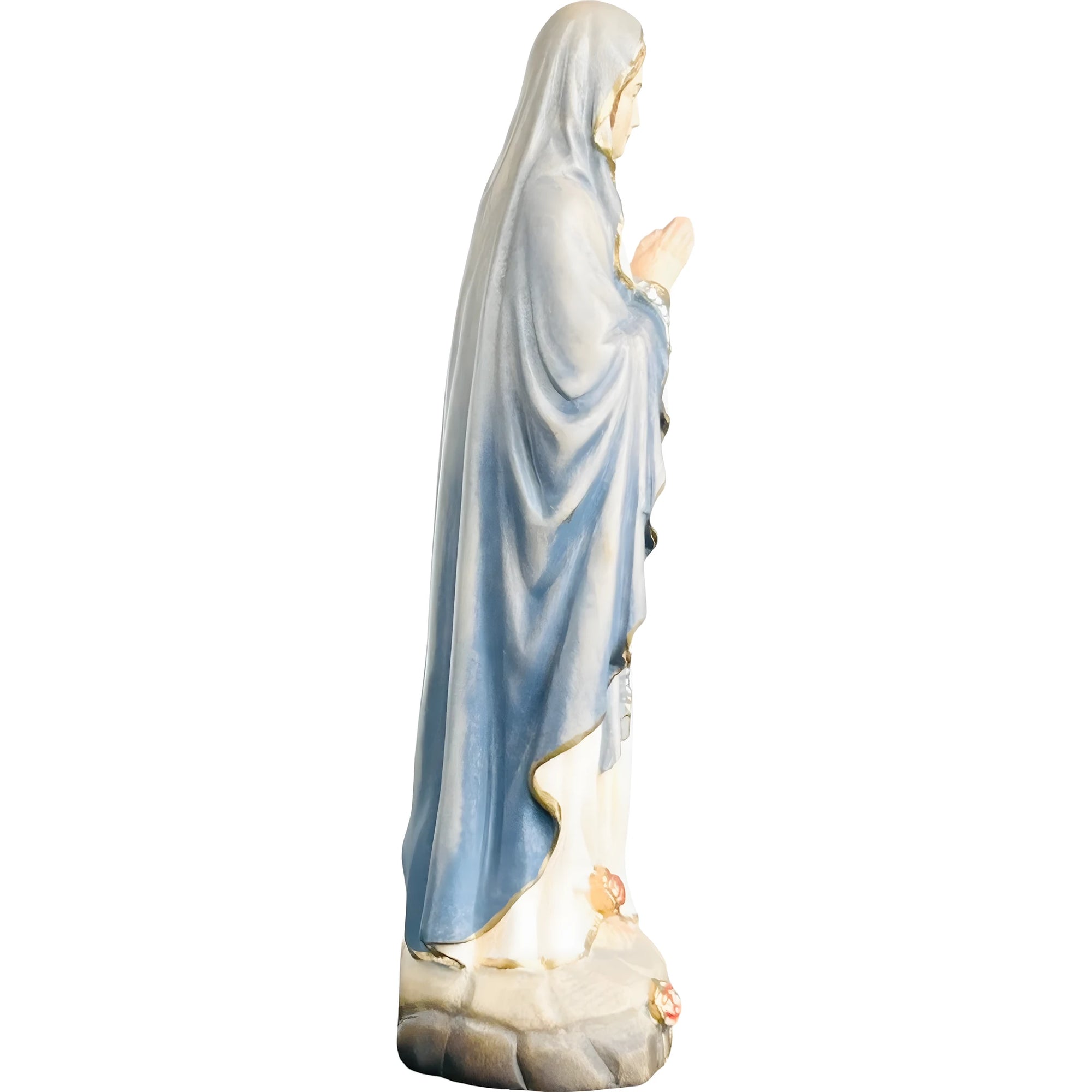 Hand-carved Lourdes Madonna statue in maple and linden wood