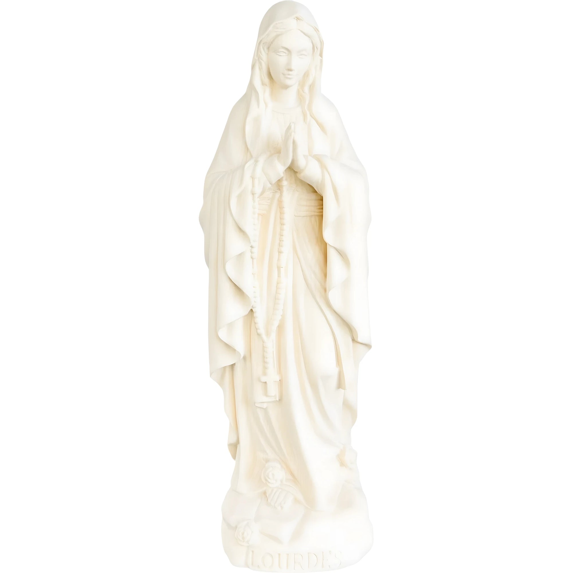 Hand-carved Lourdes Madonna statue in maple and linden wood