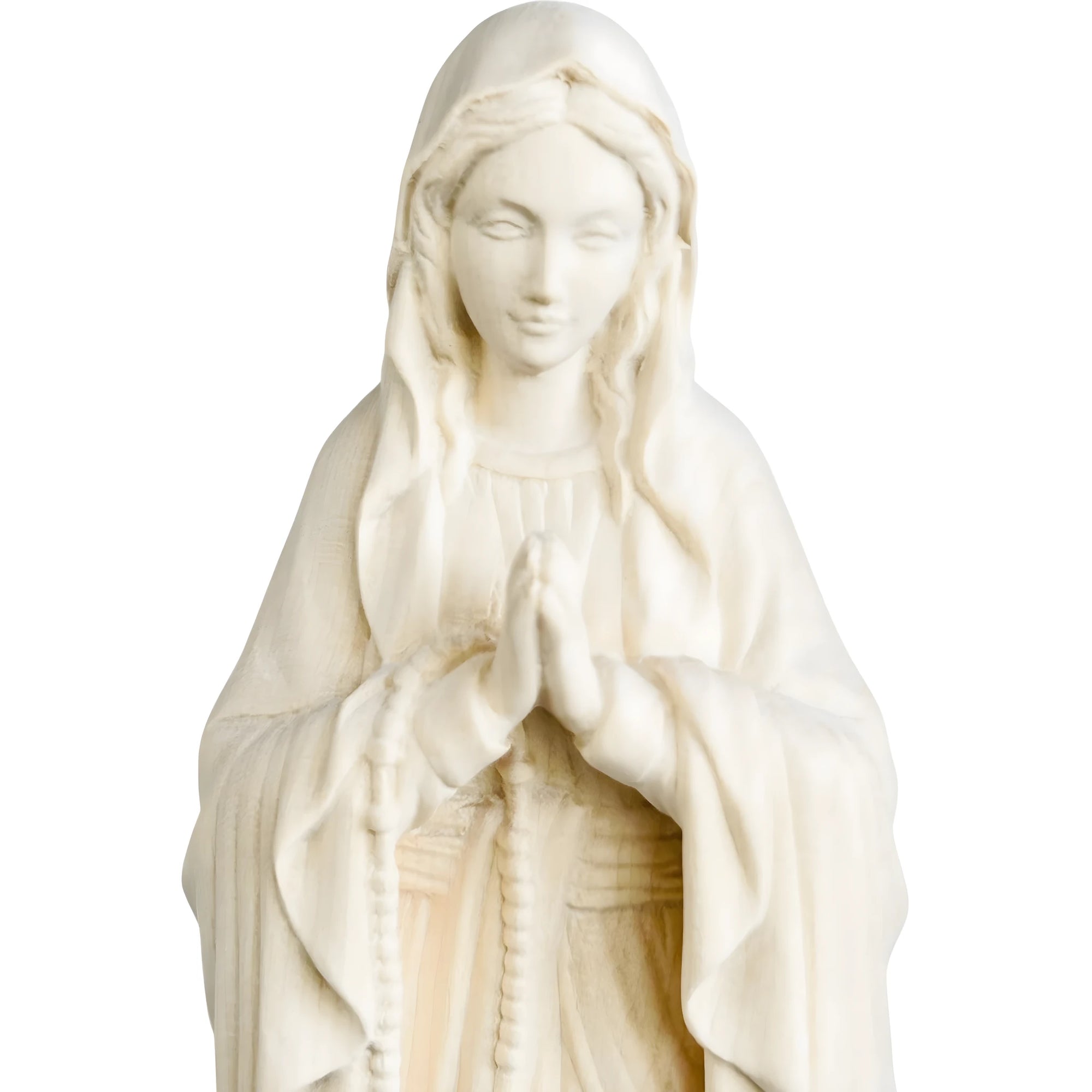 Hand-carved Lourdes Madonna statue in maple and linden wood