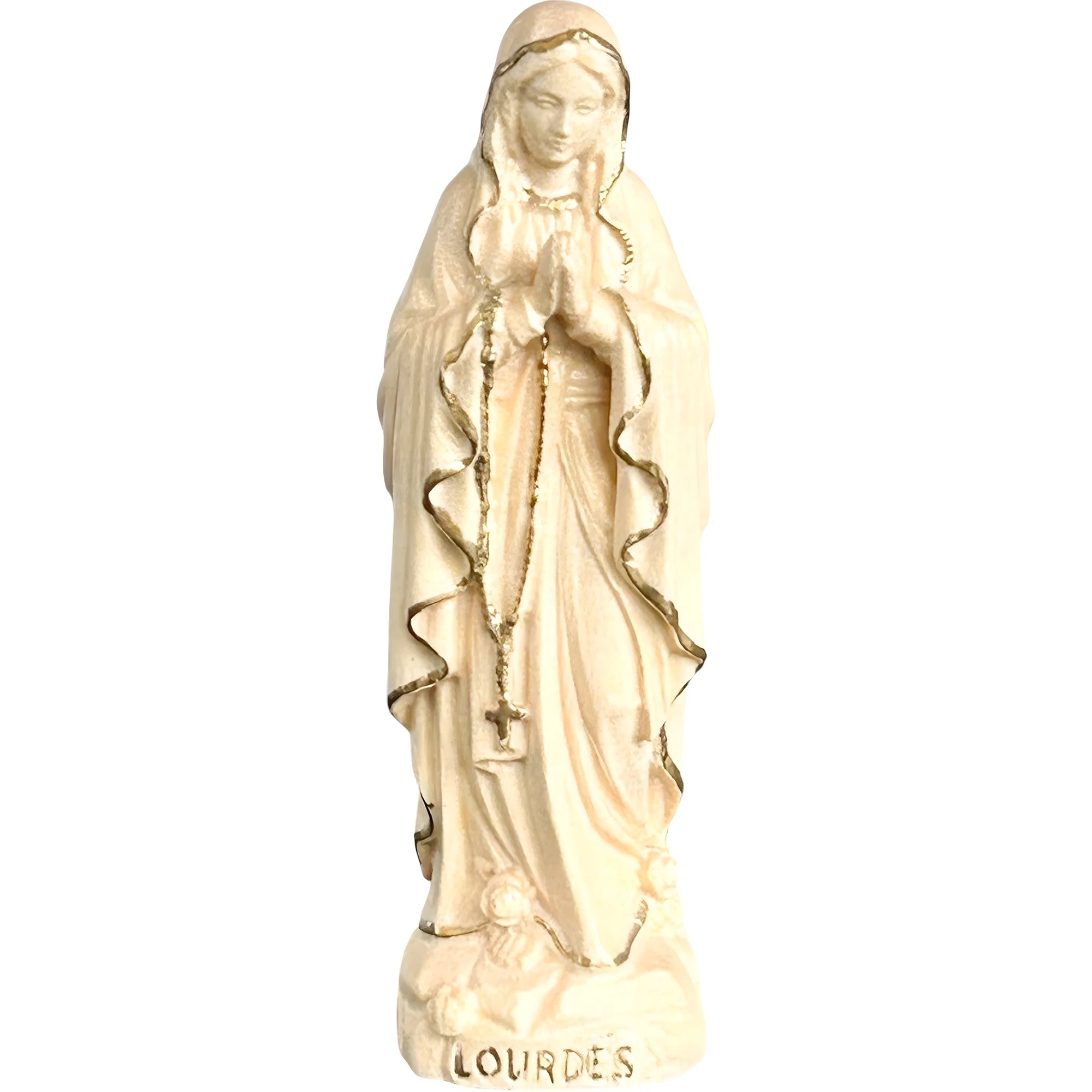 Hand-carved Lourdes Madonna statue in maple and linden wood