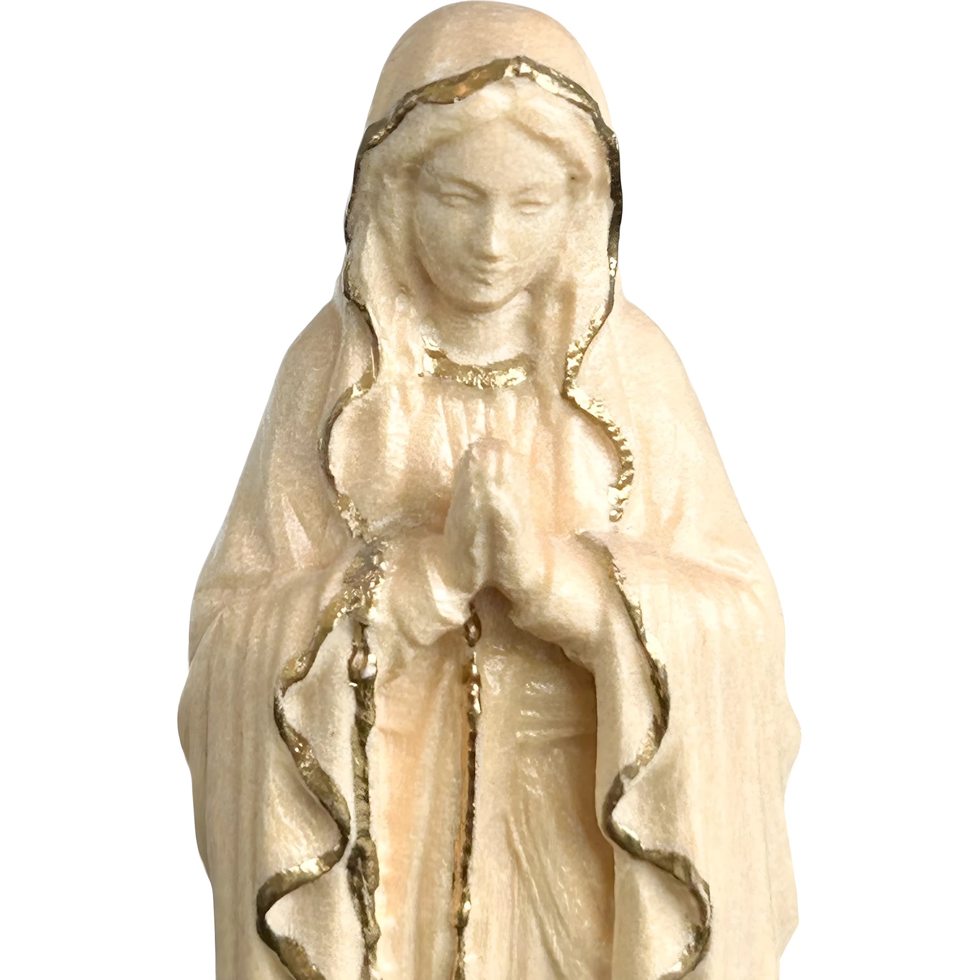 Hand-carved Lourdes Madonna statue in maple and linden wood