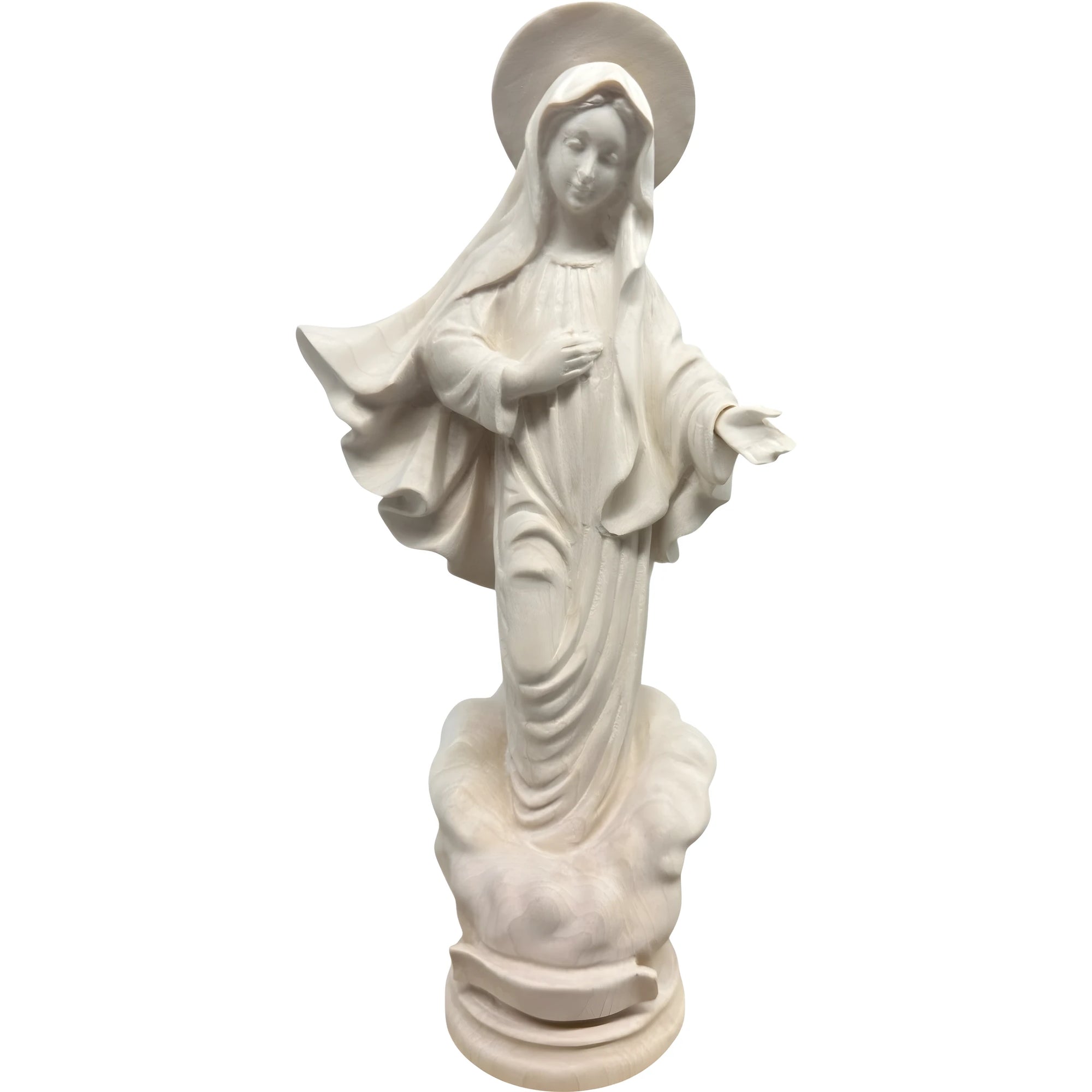 Statua Madonna di Medjugorje Artigianale in Legno Scolpito Val Gardena