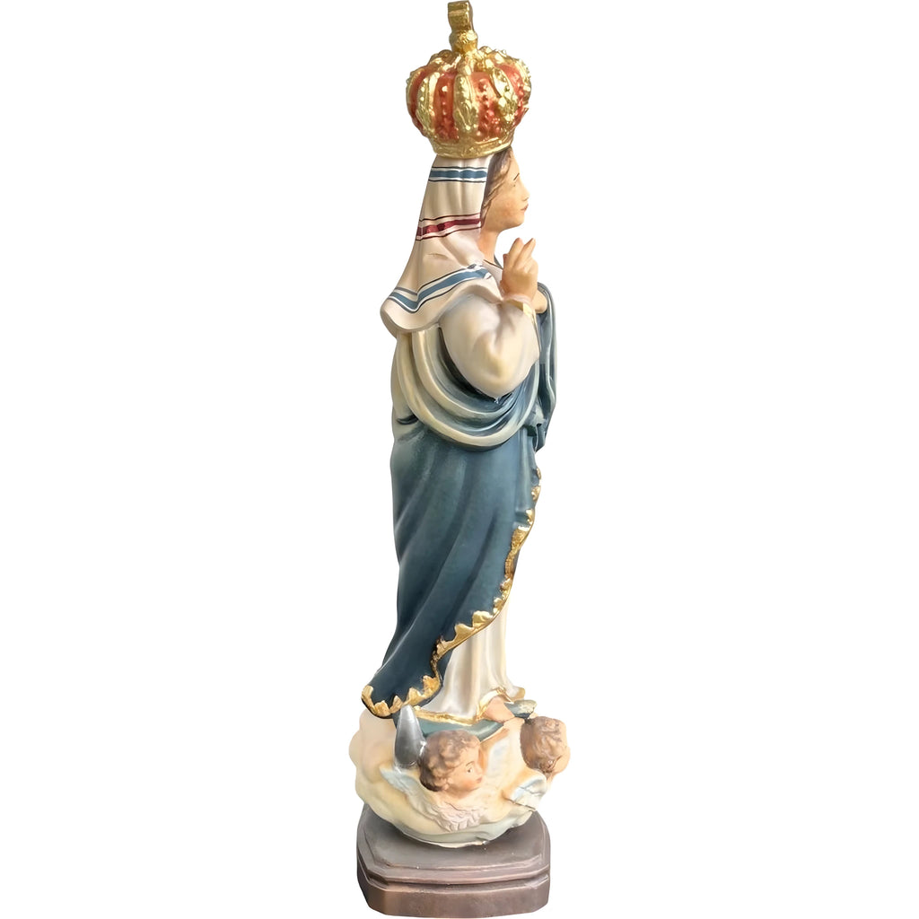 Statua Madonna di Sameiro in Legno Scolpito della Val Gardena Policromata