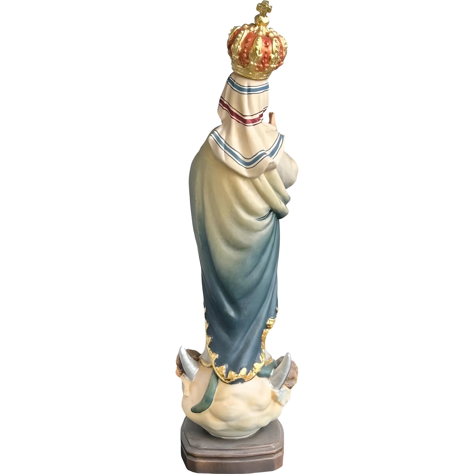 Statua Madonna di Sameiro in Legno Scolpito della Val Gardena Policromata