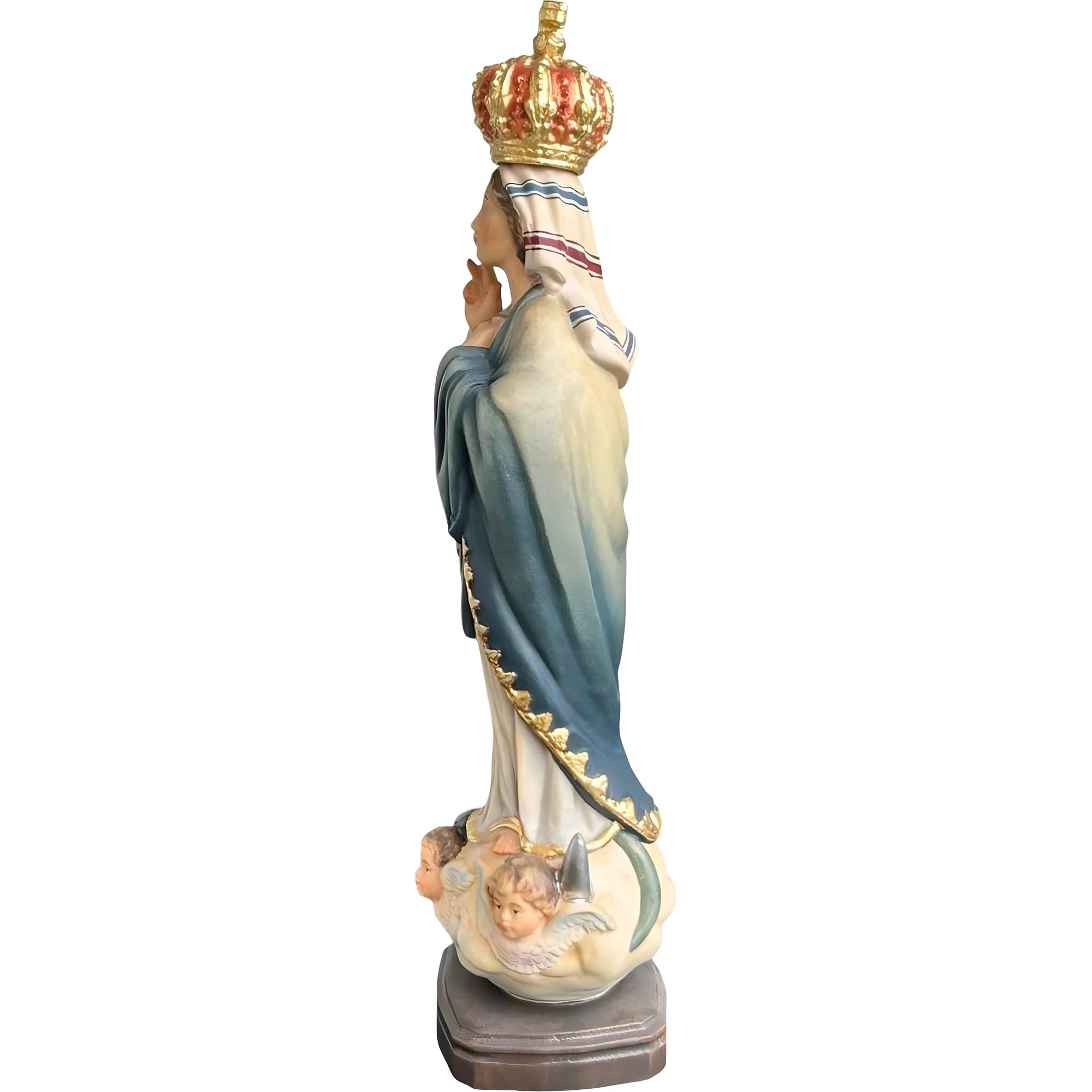 Statua Madonna di Sameiro in Legno Scolpito della Val Gardena Policromata