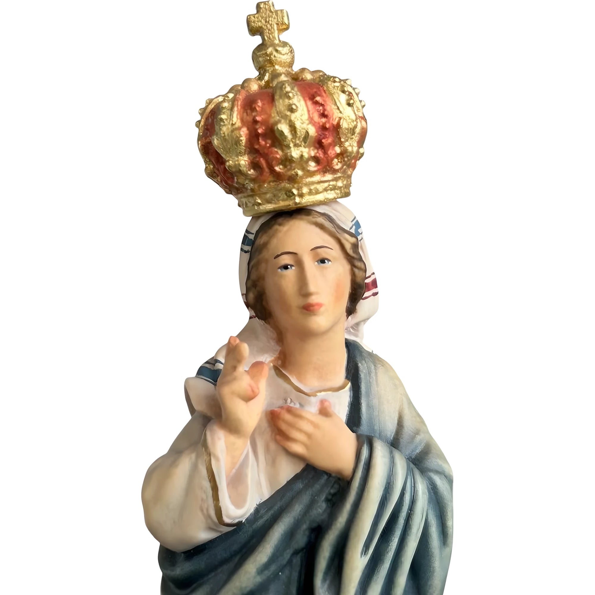 Statua Madonna di Sameiro in Legno Scolpito della Val Gardena Policromata