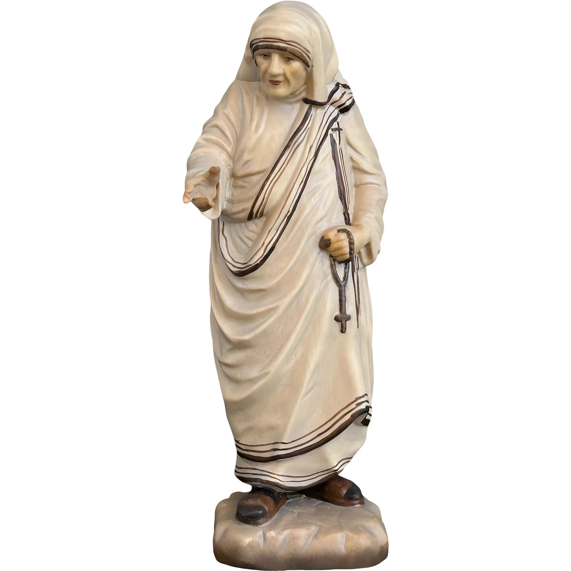 Statua Madre Teresa di Calcutta in Legno d'Acero e Tiglio Val Gardena