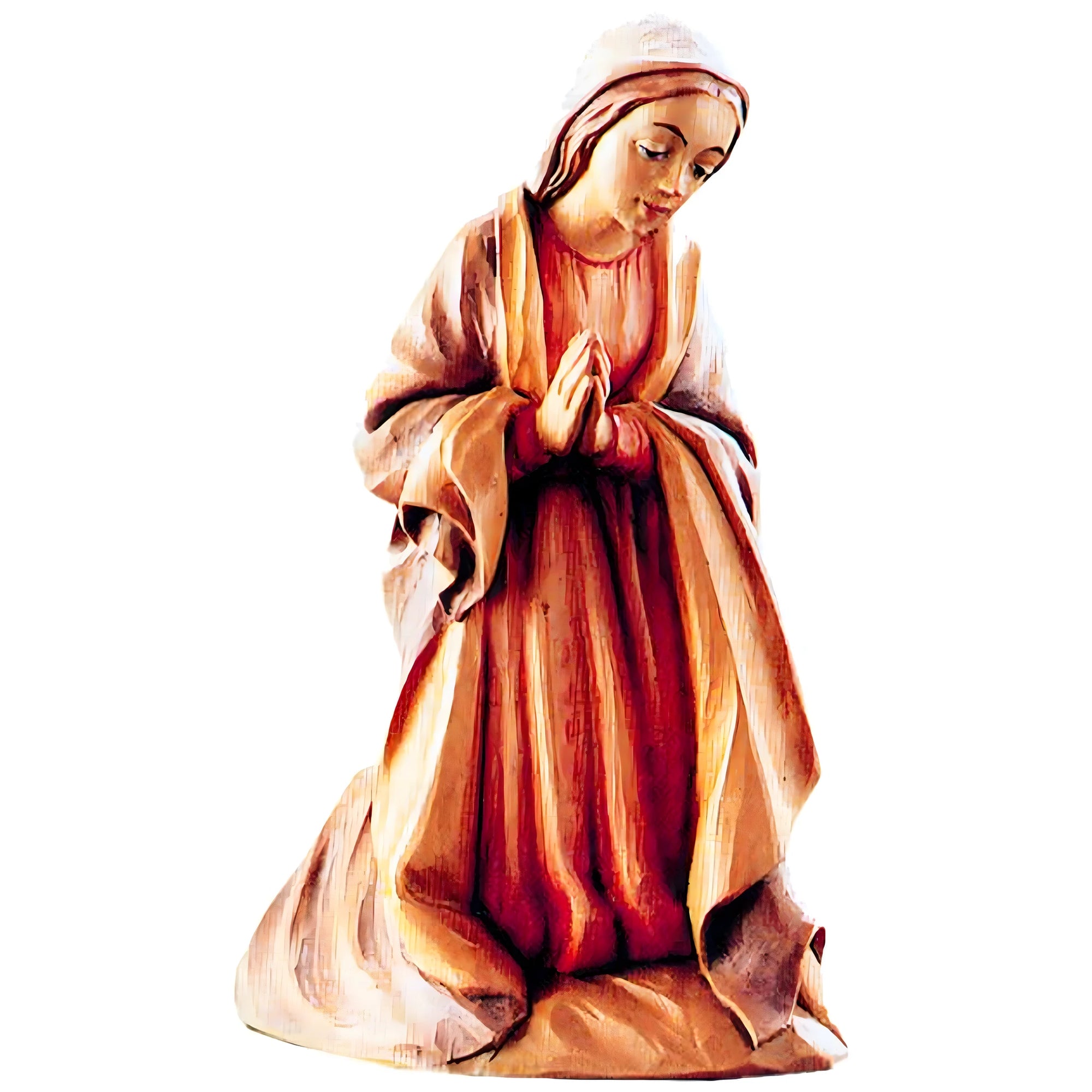 Kneeling Mary Statue in Maple Wood from Val Gardena