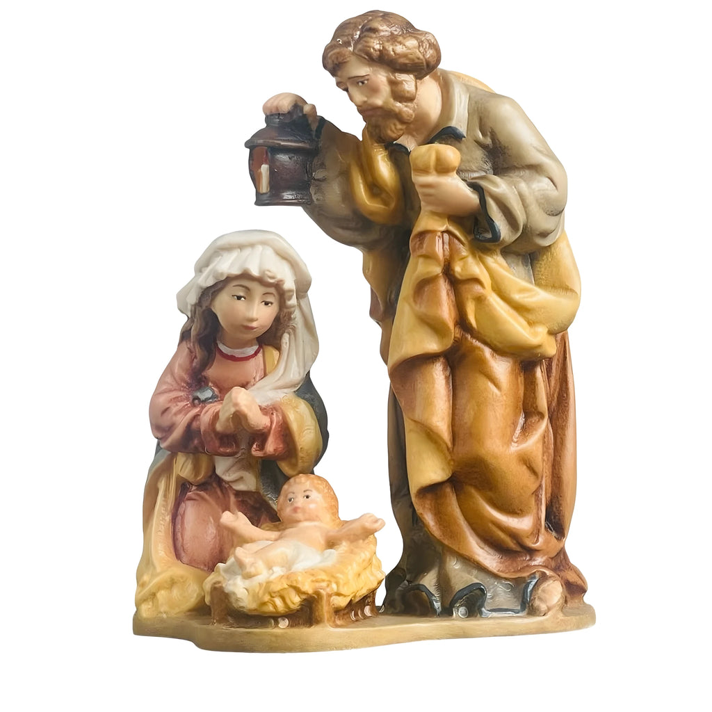 Drewniana figurka Świętej Rodziny - szopka bożonarodzeniowa, rzemieślnicza