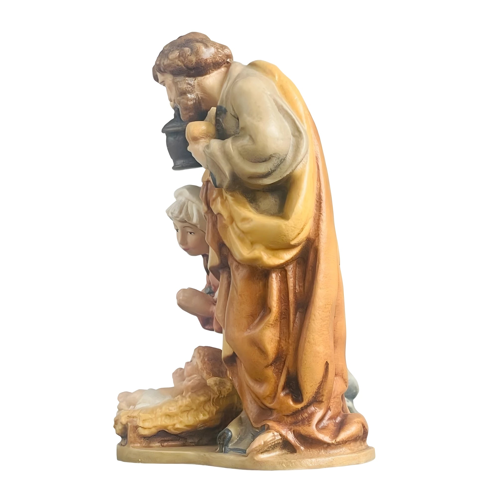 Holy Family Statue Nativity Scene in Artisan Wooden Block