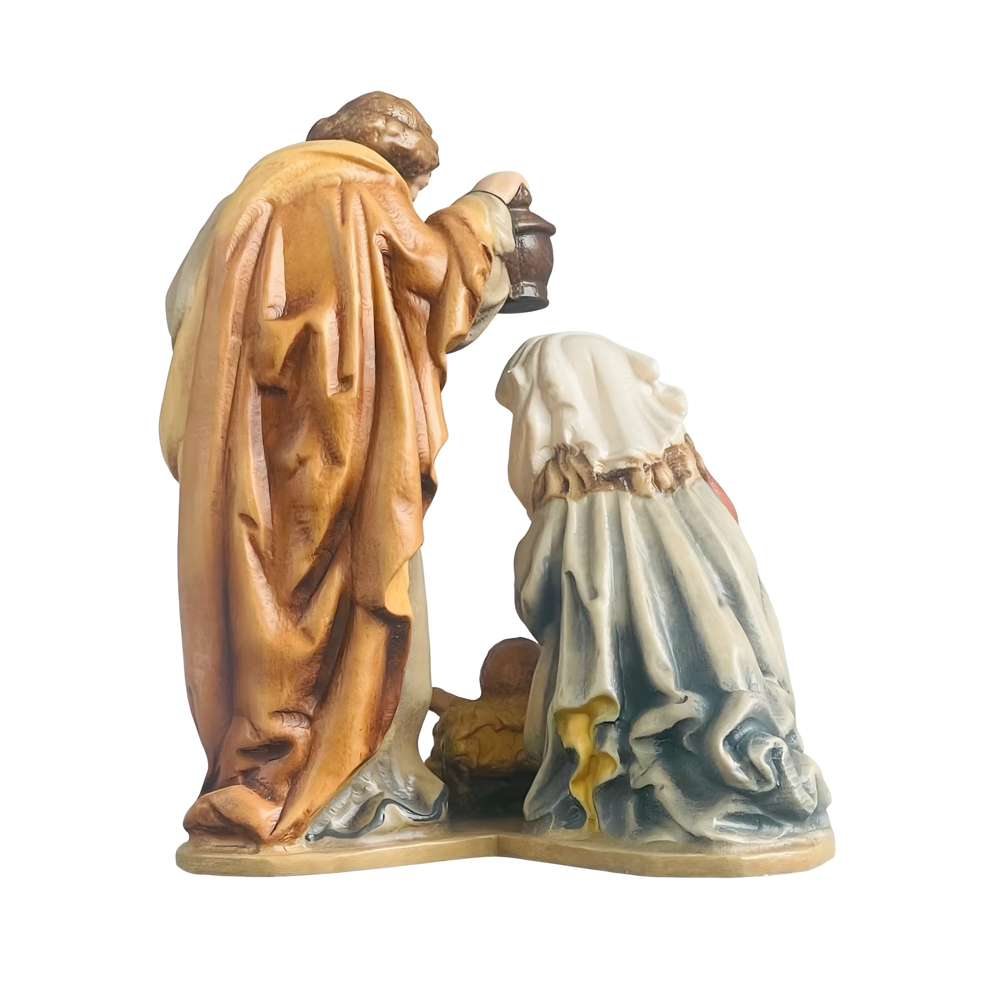 Holy Family Statue Nativity Scene in Artisan Wooden Block