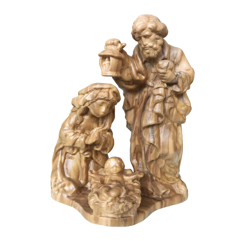 Drewniana figurka Świętej Rodziny - szopka bożonarodzeniowa, rzemieślnicza
