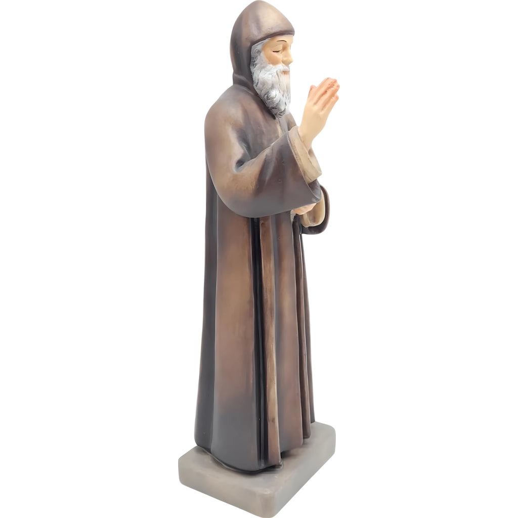 St. Charbel Makhlouf Statue in Hand-Carved Wood Val Gardena