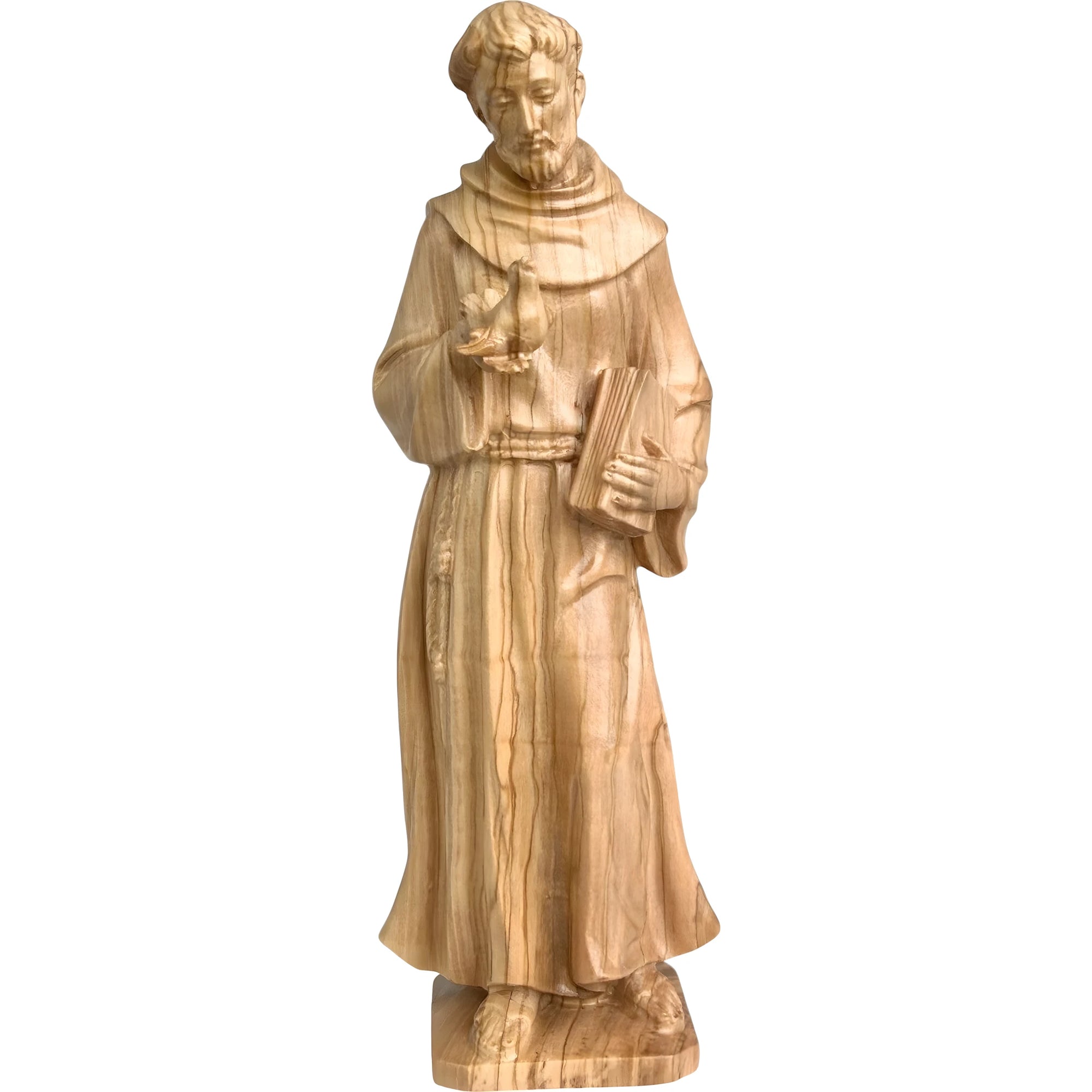 Statue St. Francis of Assisi with Dove in Val Gardena Wood