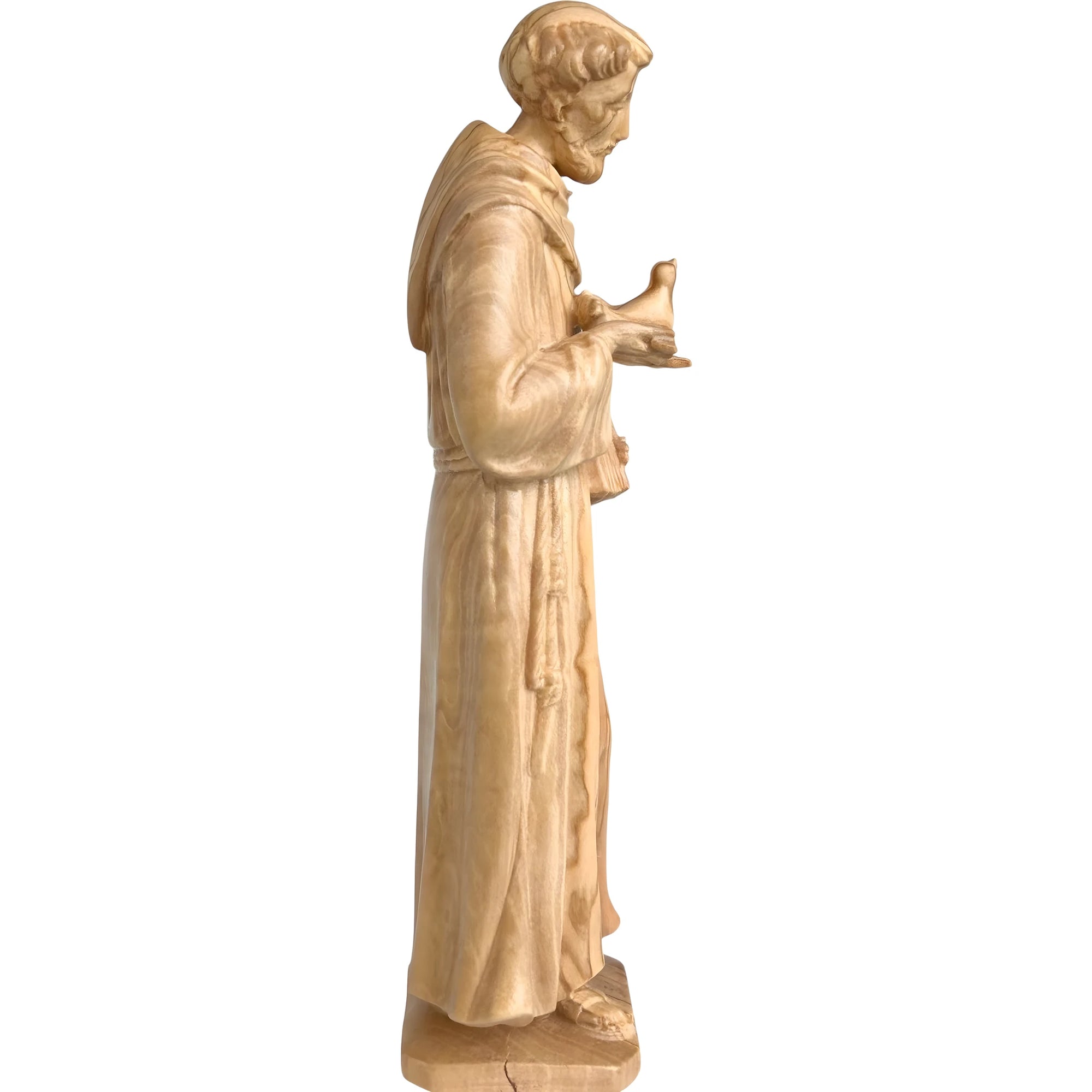 Statue St. Francis of Assisi with Dove in Val Gardena Wood