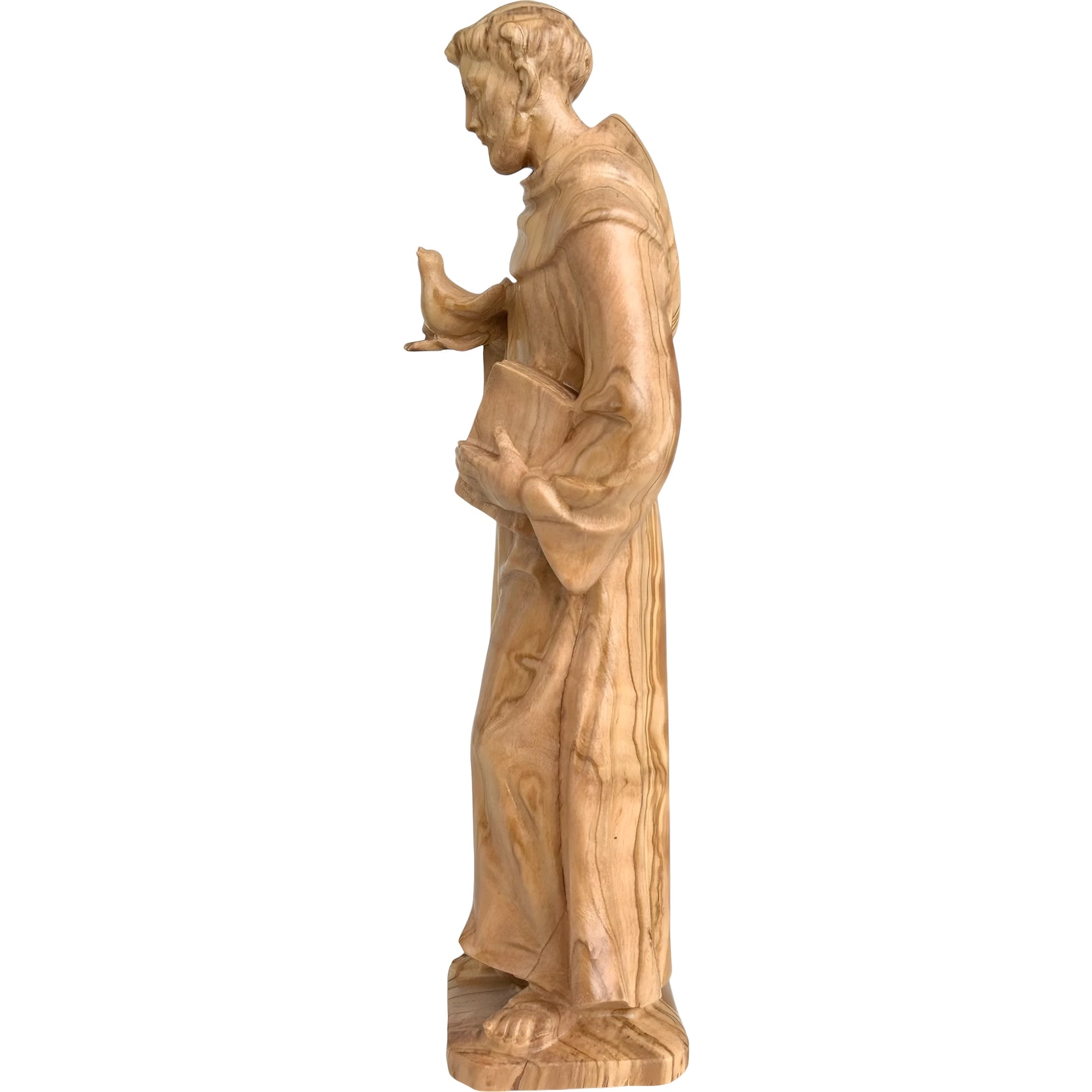 Statue St. Francis of Assisi with Dove in Val Gardena Wood