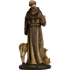 Statua San Francesco d'Assisi con Uccello e Lupo - Scultura Dipinta a Mano
