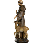 Statua San Francesco d'Assisi con Uccello e Lupo - Scultura Dipinta a Mano
