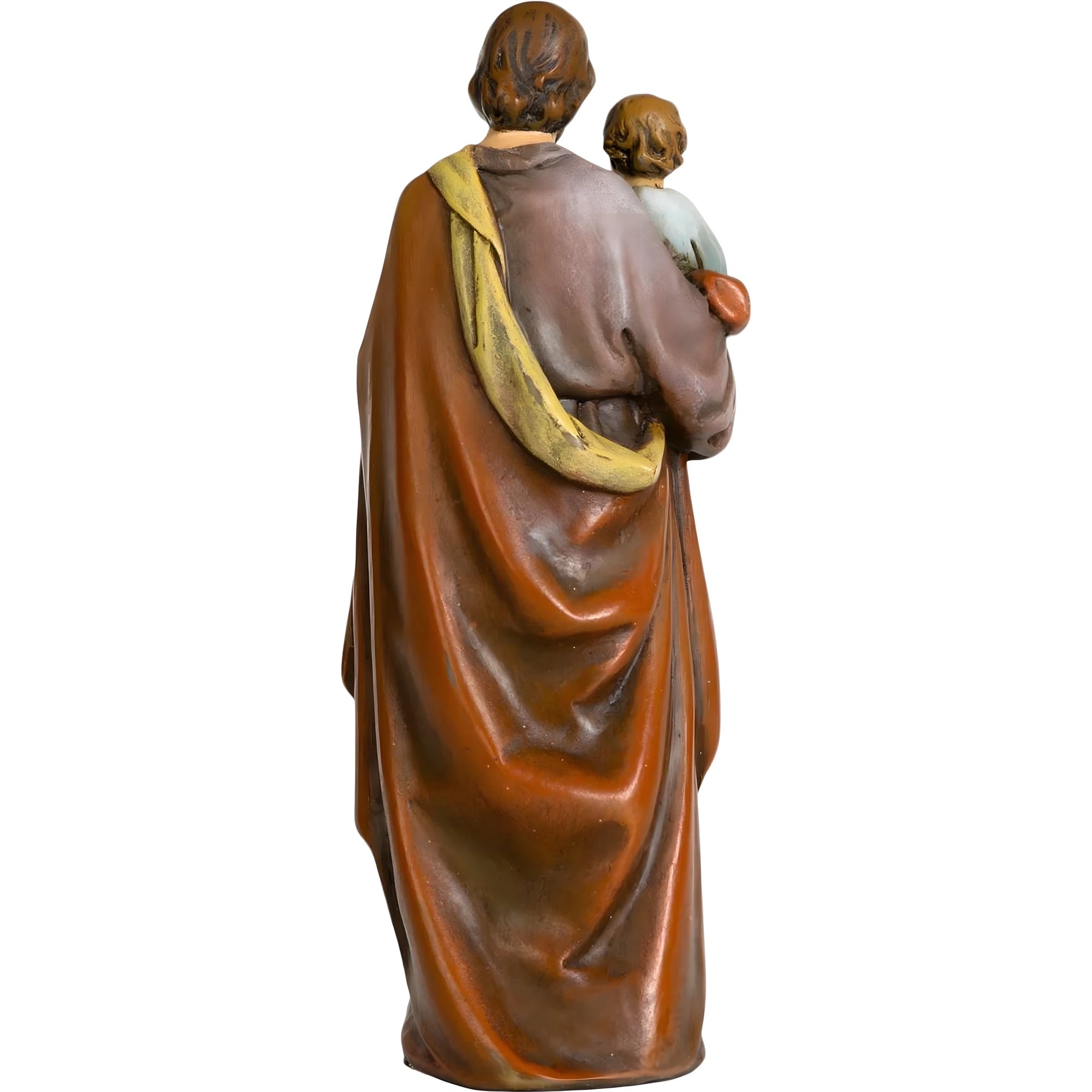 Estátua de São José com Neném e Lírio Escultura Pintada 15 cm