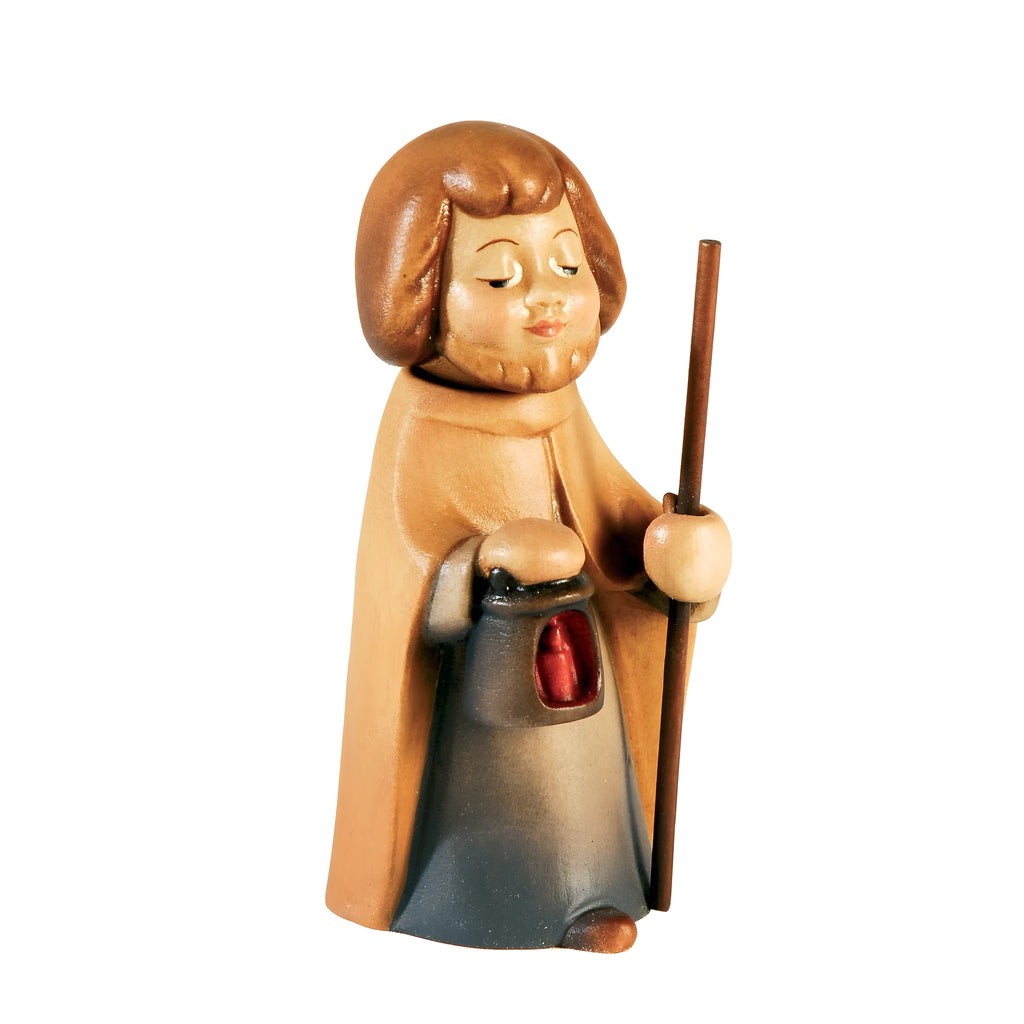Statue Saint Joseph avec Bâton et Lanterne | Bois d'érable Val Gardena