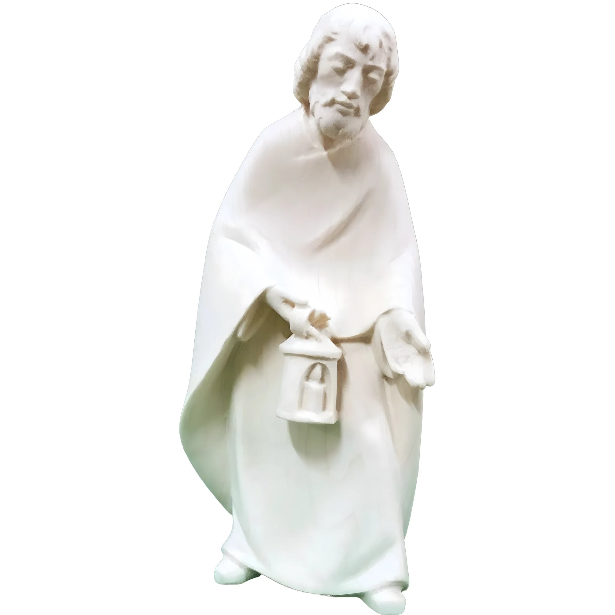 St. Joseph Statue in Maple Wood with Lantern | Handcrafted Val Gardena Nativity Sculpture