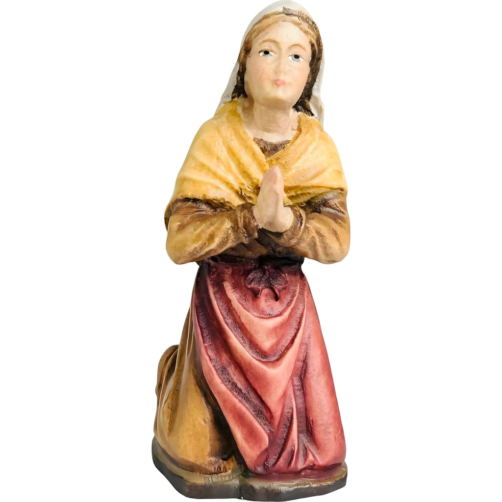 Statue Sainte Bernadette agenouillée en bois du Val Gardena | Sculpture Sacrée