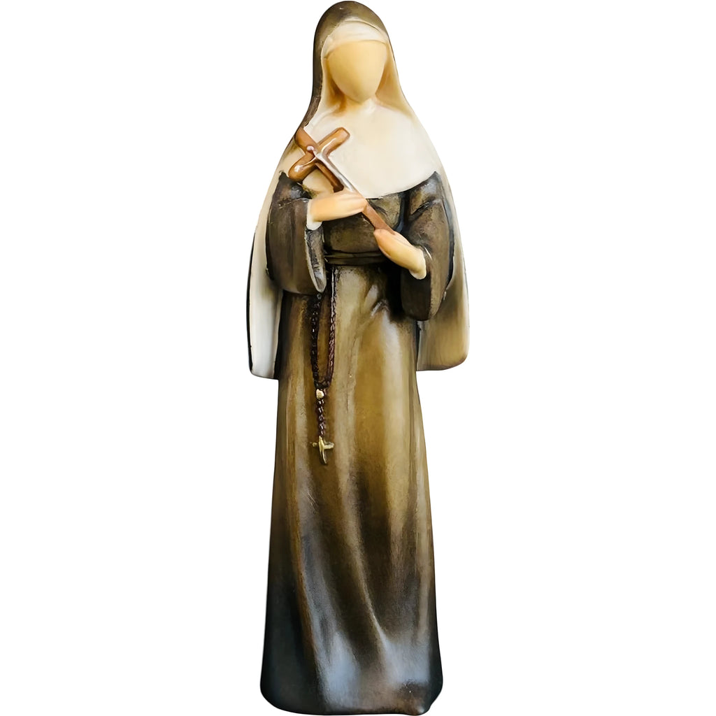 Figurka Świętej Rity z Cascii z drewna rzeźbiona | Nowoczesny design Val Gardena