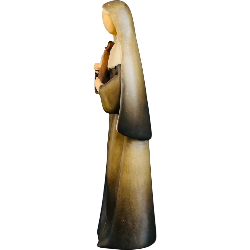 Figurka Świętej Rity z Cascii z drewna rzeźbiona | Nowoczesny design Val Gardena