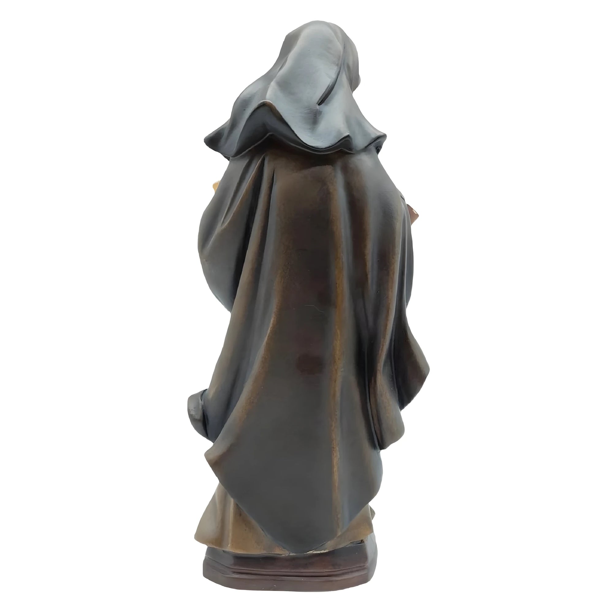 Statue Sister Angela Merici in Val Gardena Wood, Hand-Painted Sacred Sculpture