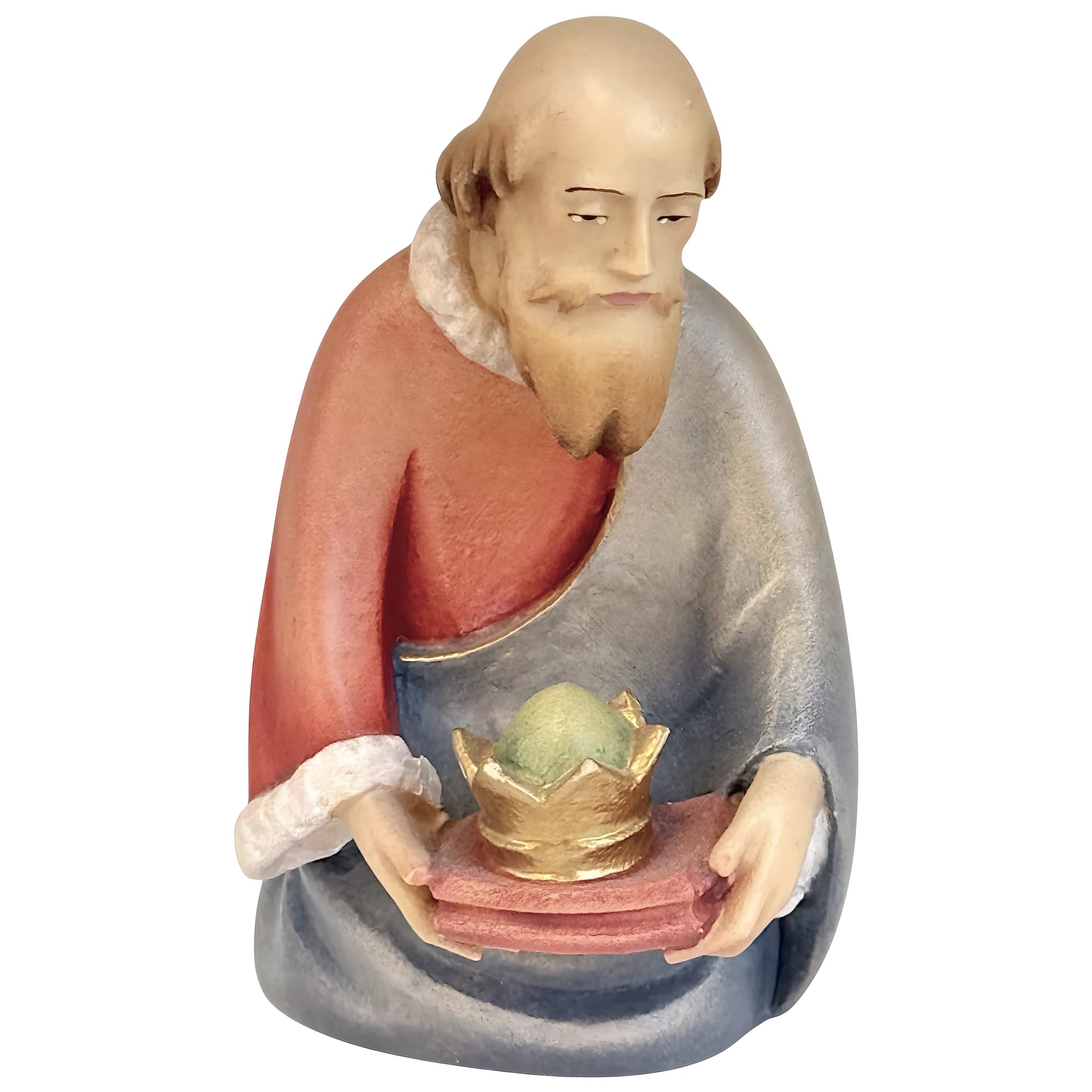 King Balthazar Statue for Nativity Scene in Val Gardena Maple Wood