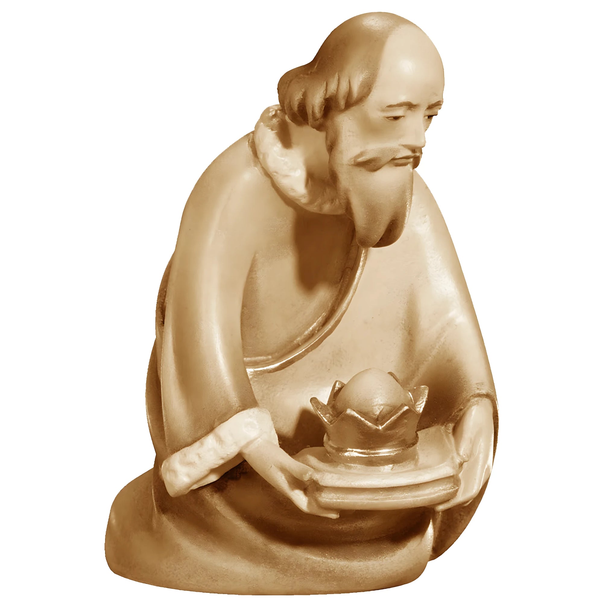 King Balthazar Statue for Nativity Scene in Val Gardena Maple Wood