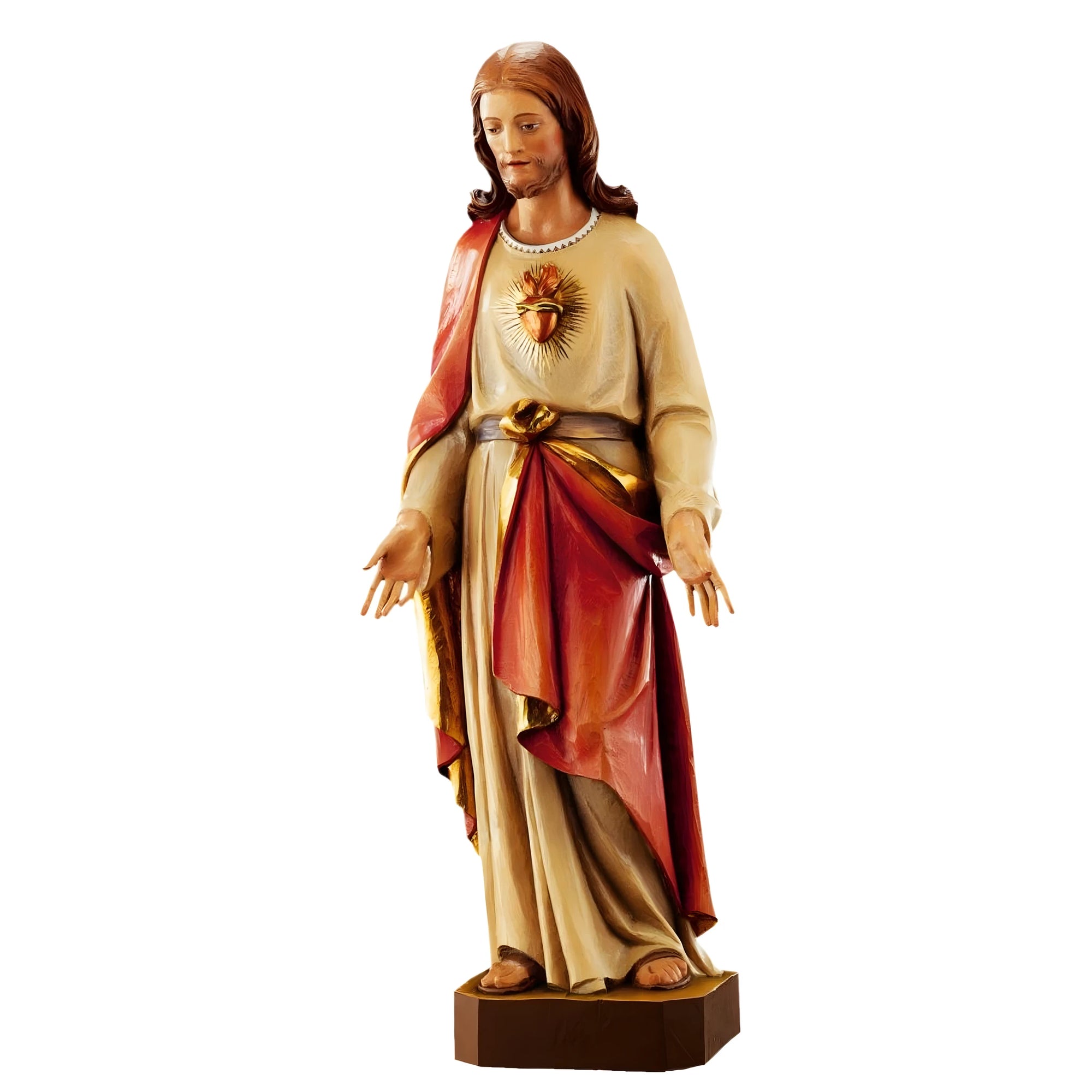 Figura Serca Jezusowego, rzeźbiona w drewnie, z Val Gardena