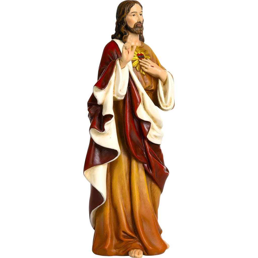 Sacred Heart of Jesus Statue in Handcrafted Wood Paste 15 cm