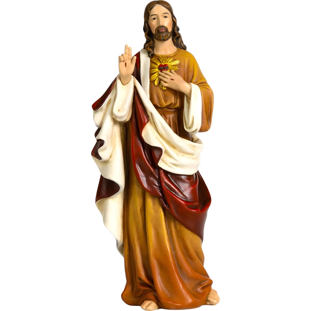 Sacred Heart of Jesus Statue in Handcrafted Wood Paste 15 cm