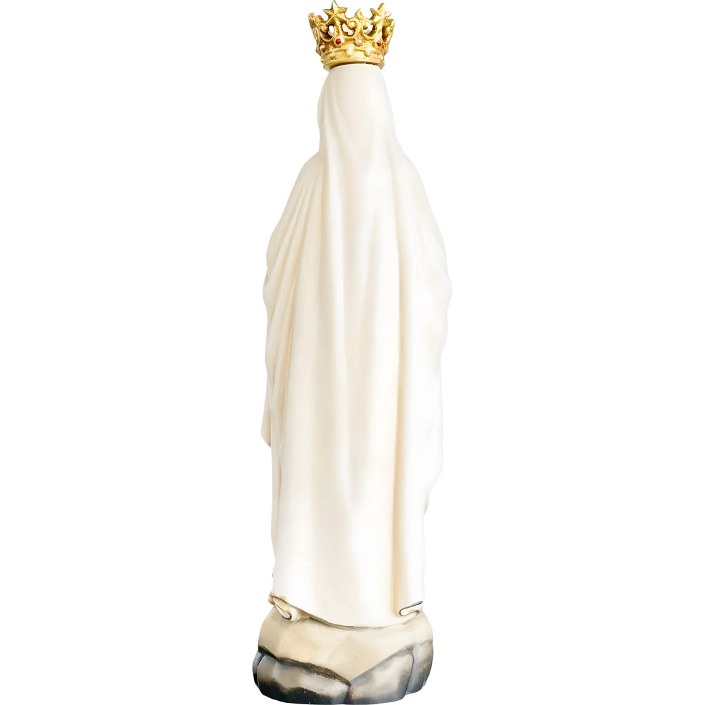 Rzeźbiona Drewniana Statua Matki Bożej z Lourdes ze Złotą Koroną
