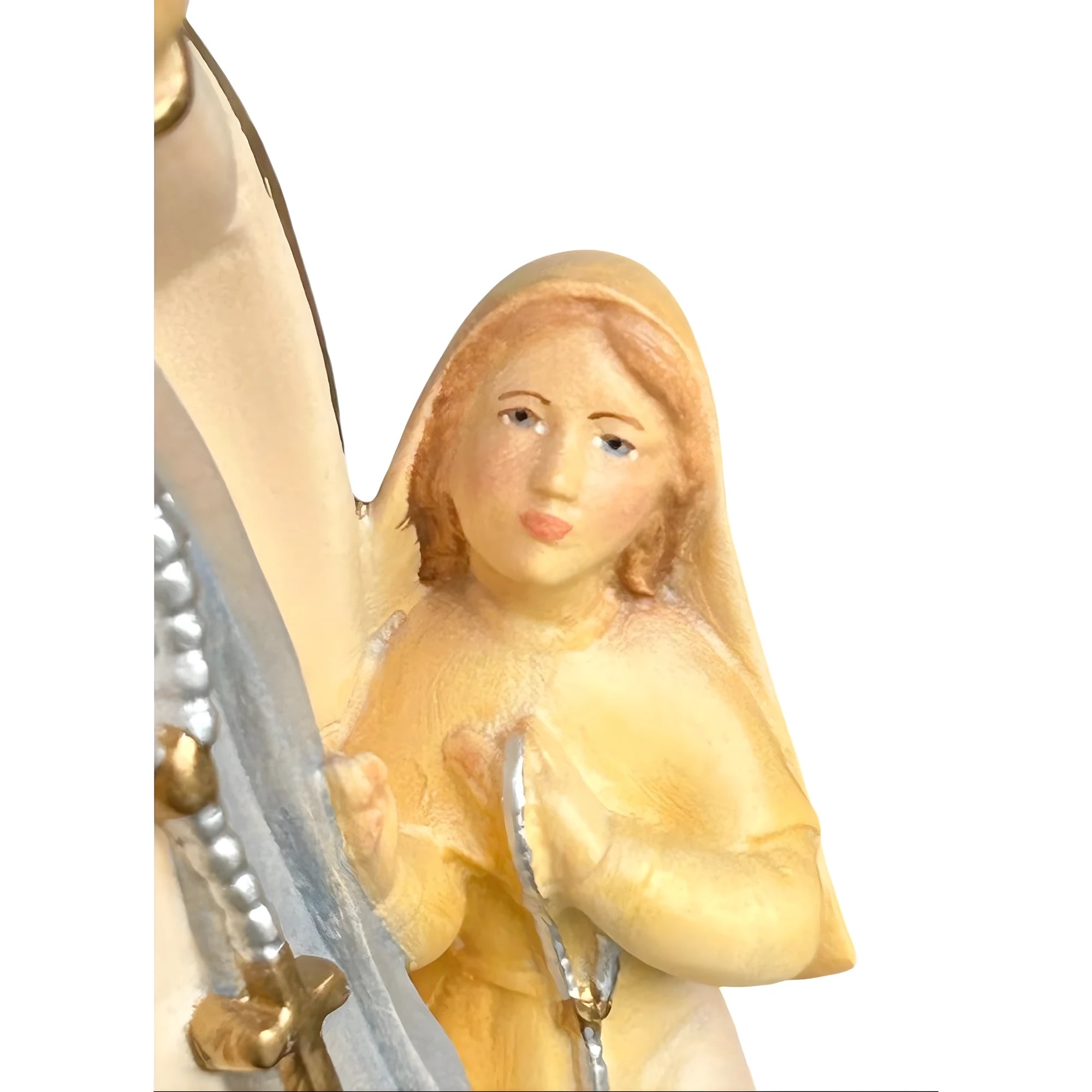 Statua della Madonna di Lourdes con Santa Bernadette in Legno, Val Gardena