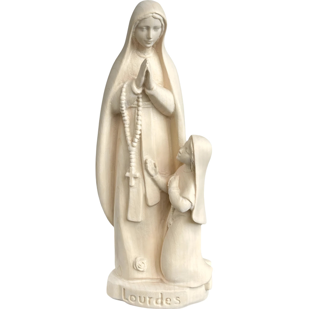 Statue de la Madone de Lourdes avec Sainte Bernadette en Bois, Val Gardena