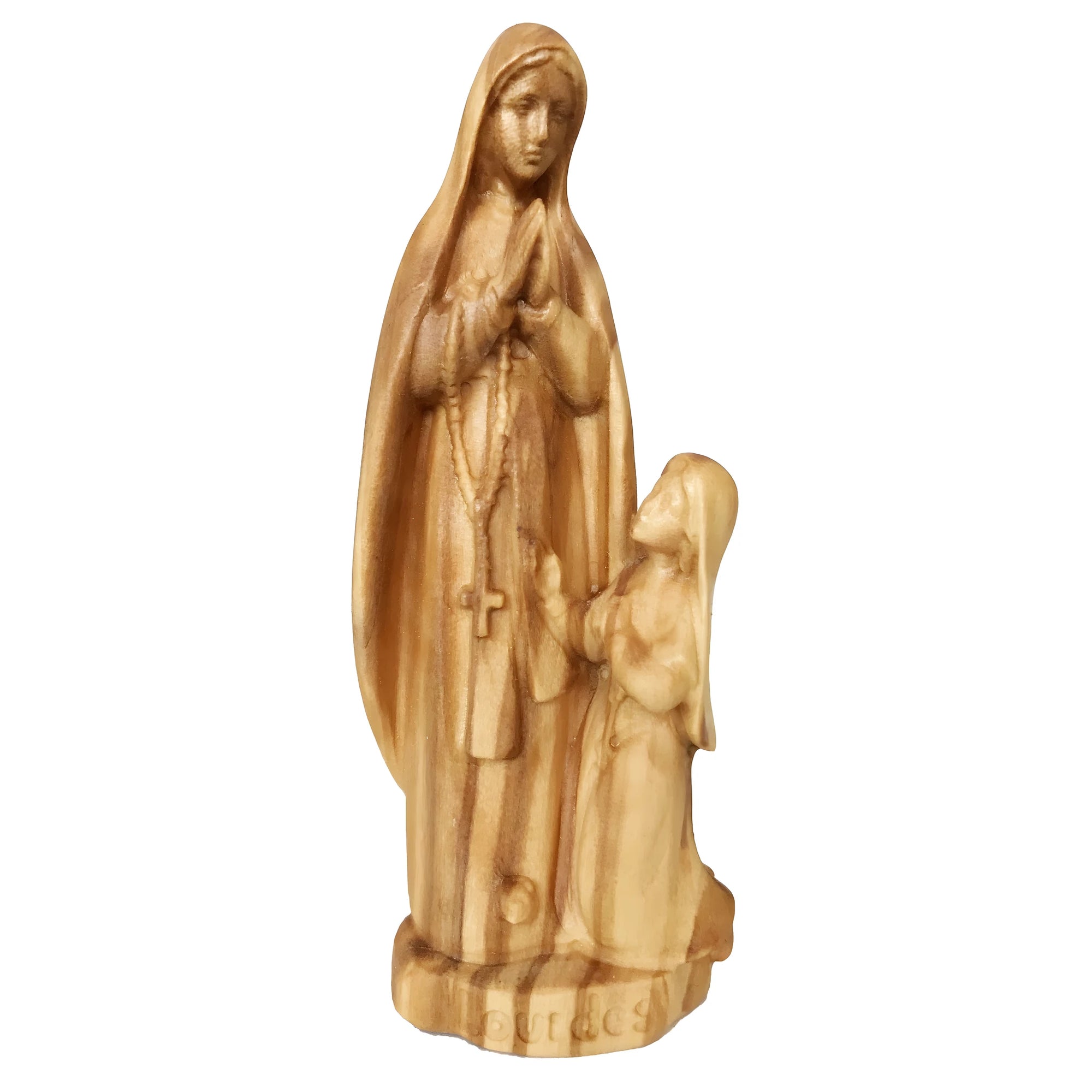 Statua della Madonna di Lourdes con Santa Bernadette in Legno, Val Gardena