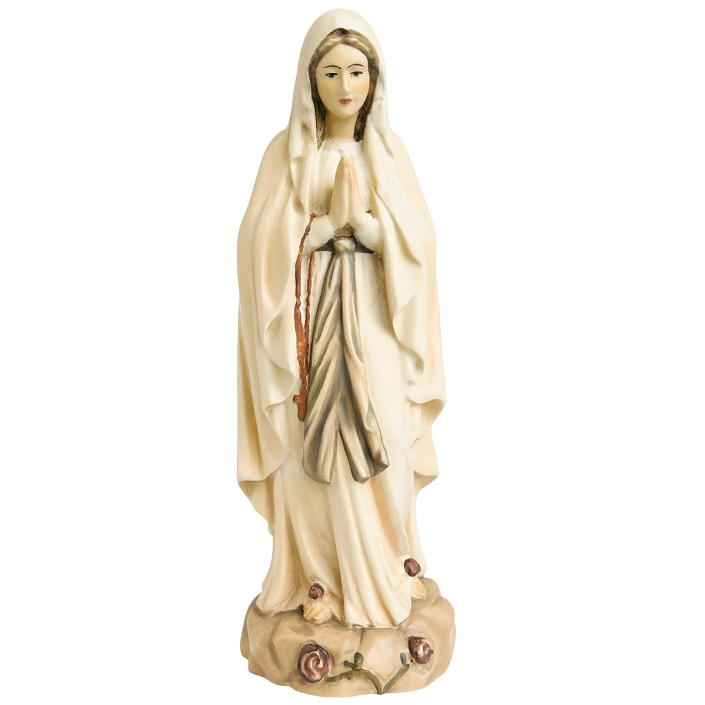 Statue de la Madone de Lourdes en Bois Sculptée à la Main dans le Val Gardena