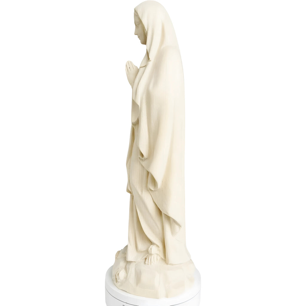 Hand-Carved Wooden Statue of Our Lady of Lourdes in Val Gardena
